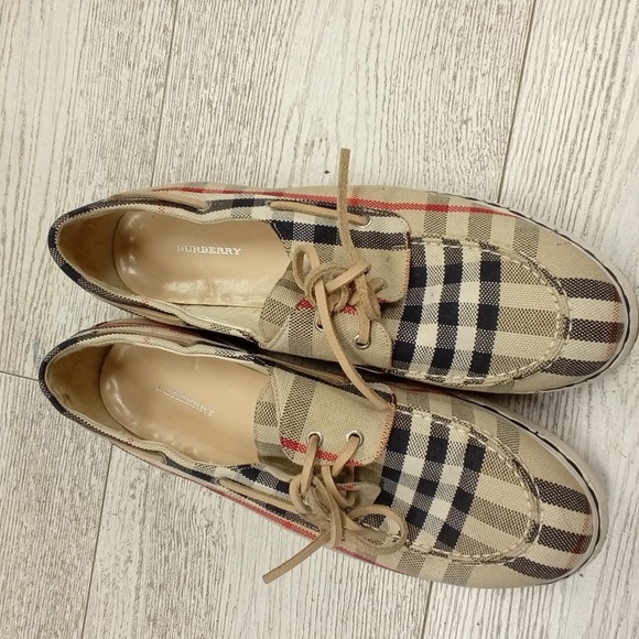 Burberry Check fabrics boat shoes Size 38.5 - Picture 1 of 4